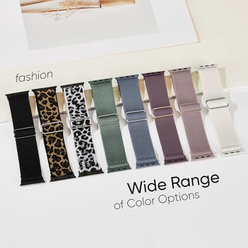 Image of 10 Pack Stretchy Bands Compatible with Apple Watch Band 40mm 38mm 41mm 42mm 44mm 45mm 46mm 49mm Women Men, Nylon Solo Loop Elastic Sport Straps for iWatch Series 11 10 9 8 7 6 5 4 SE 3 Ultra