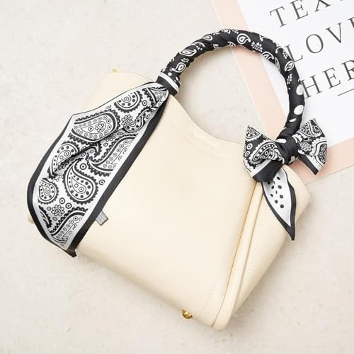 Image of Head Hair Scarf for Women,Silky Long Headscarf Purse Bag Scarfs for Handbag Fashion Satin Neck Scarves Accessories