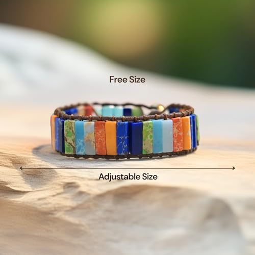 Image of 7 Chakra Healing Crystal Bracelet for Men & Women | Natural Stone Beads | Meditation, Yoga & Anxiety Relief Bracelet | Reiki Energy Balancing Beads with Amethyst, Lapis Lazuli, Aventurine, Carnelian & Jasper