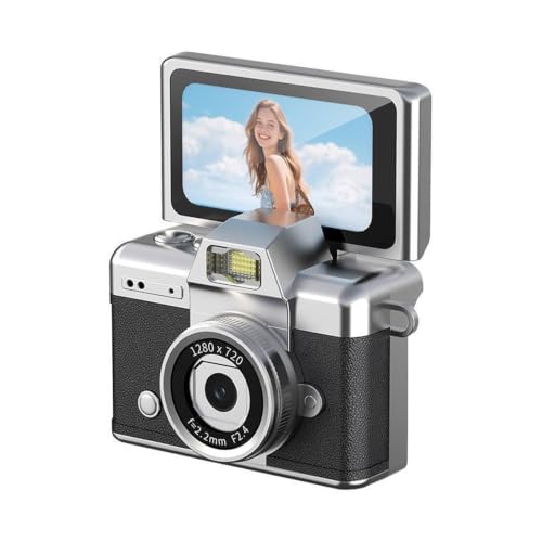 Cámara digital mini con pantalla plegable 180°, llaveiro