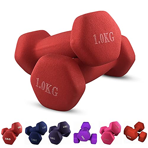 JIM Fitness Coppia di manubri 2x1 Kg esagonali in gomma soft Touch