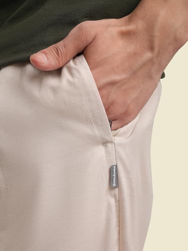 Image of Rupa Bumchums Men's Easy Care Cotton-Linen Relaxed Fit Trousers with Adjustable Drawstring and Secure Zip Pockets