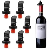 6PCS Wine Bottle Stoppers, Reusable Plastic Wine Corks Wine Stoppers Bottle Caps Champagne Stoppers with Airtight Seal, Keep Wine Fresh Wine Bottle Sealer Set