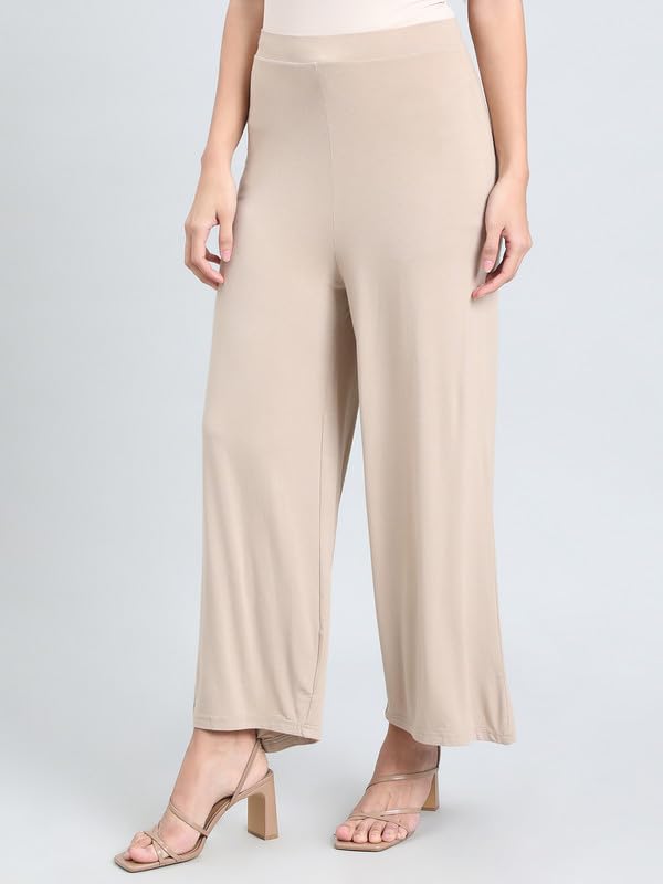 Image of GO COLORS Soft Viscose Knit Palazzo Full Length for Women| Breathable, Mid Rise