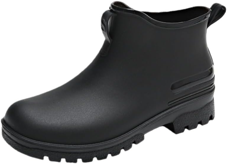 Women's large-size fashionable waterproof boots with anti-slip properties, thick material, and short style.
