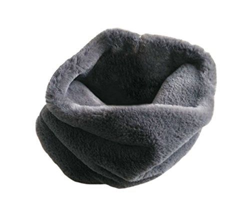 DELEY Automne Hiver Femme Ladies Echarpe Doux Chaud Fausse Fourrure Cache-col Foulard Châle Col Cou Wrap Écharpe Scarf Noël Cadeaux Gris Foncé