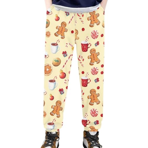 Pinupub Christmas Print Jogger Pants for Kids Boys Girls Holiday Casual Bundle Foot Sport Sweatpants