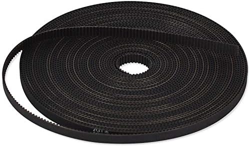 Correa dentada GT2 de impresión 3D, Zeelo 5 metros (16,4 pies) GT2 Correa dentada abierta Paso de 2 mm 6 mm de ancho Fibra de vidrio de caucho Apto para impresoras 3D RepRap Prusa Mendel Rostock CR-10 Ender 3 - Negro