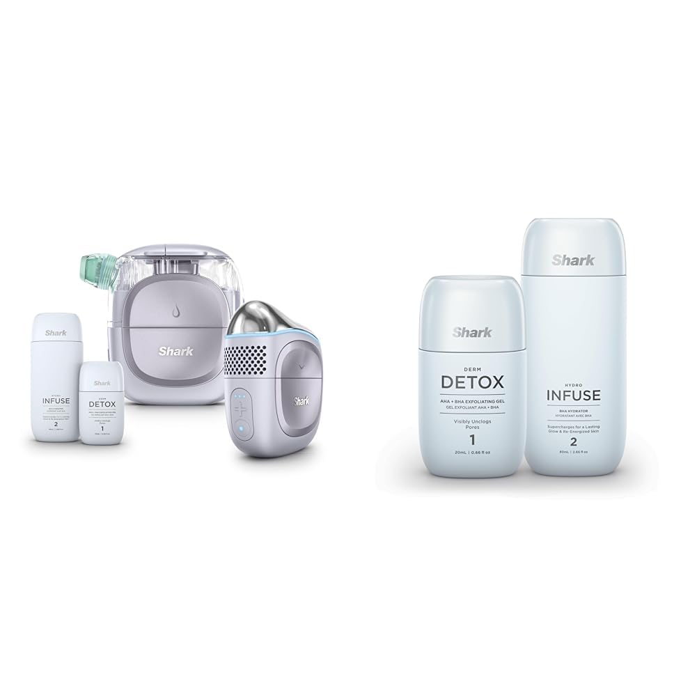 FacialPro Glow at-Home Hydro-Powered Facial System + FacialPro Glow Replenishment Kit with DePuffi Hot & Cold Therapy – Professional Spa Skincare Device for Pore Cleansing, Hydration, Lilac