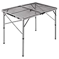 REDCAMP Folding Portable Grill Table for Outside, Lightweight Aluminum Metal Grill Stand Table for Camping Cooking BBQ RV Picnic,Easy to Assemble with Adjustable Heights Legs,Silver 36"x24"