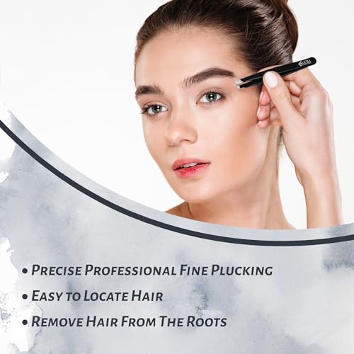 OCBA 1 Pcs Tweezers for Facial Hair Women & Men for Precise Grooming of Eyebrows - Professional Stainless Steel Black Color Coated Eyebrow Tweezers for Ingrown Hair on Nose Ear (1 Pack Black) - Thumbnail 4