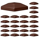 TonGass (24-Pack, Brown) 4'x4' (3 5/8') Wood Fence Post Caps - Wooden Fence Cover Deck Post Cap, Durable Plastic Water-Proof and UV-Proof, Protect Wooden Poles from Cracking and Rotting