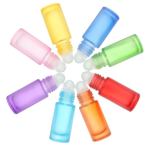 PACKOVE Flaconi Roll-on in Vetro da 10 Ml, Set da 16 Bottiglie Ricaricabili Rullo, Tascabili e Antigoccia per Oli Essenziali, Profumi e Aromaterapia, per Viaggi e Uso Colore Casuale