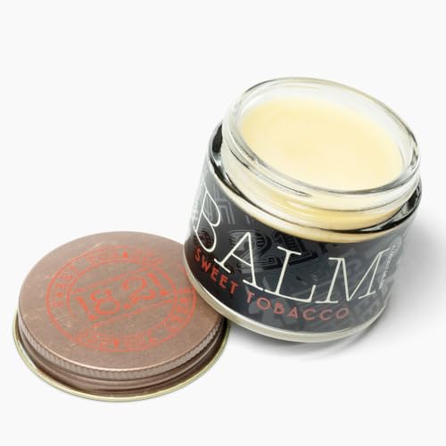 18.21 Man Made Beard Balm for Men, Sweet Tobacco, 2 fl. oz - Premium Grooming Cream with Low Shine for Conditioning and Shaping Beards, Mustaches - Scented Facial Hair Balms, Long-Lasting Moisture