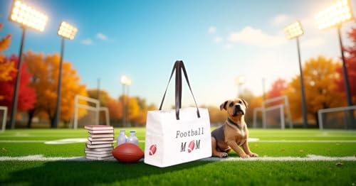 Bolso Tote de lona para mamá futbolera blanco grande miniatura 6