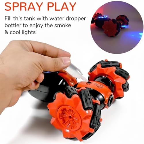 Image of Remote Control Stunt Car for Kids | Drift Stunt Car with Spray Smoke, LED Lights | 4WD Gesture Sensing 360 Rotating Double Sided | Hand Gesture RC Cars for Adults & Kids