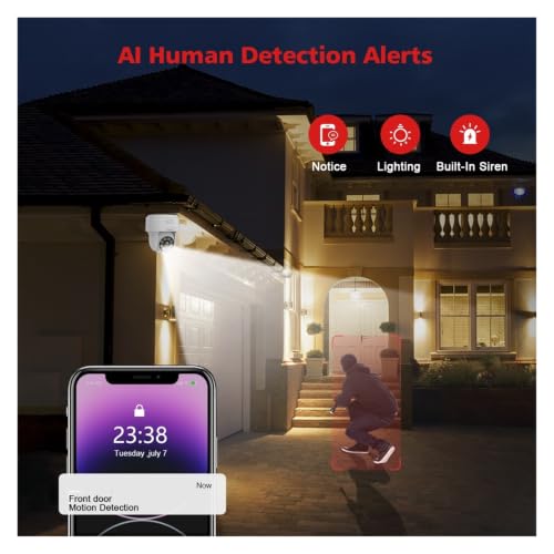 Cámara de vigilancia WiFi para exterior con visión nocturna a todo color y 128G 7
