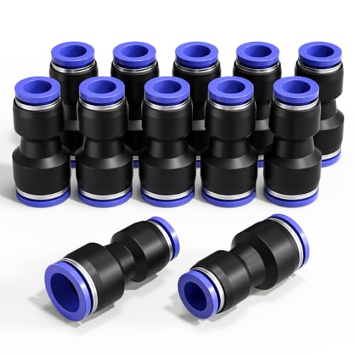Bwintech 12 Piezas 12mm a 16mm Reducción Neumática Recta Empujar para Conectar Adaptador Reductor de Liberación Rápida (PG12-16)