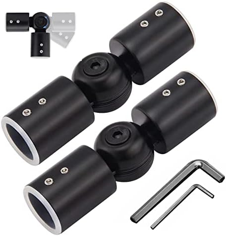 Curtain Rods Corner Connector, LISTENJIALE Stainless Steel Heavy Duty Hinged Elbow Connector Adjustable Curtain Rod Corner Connector Elbow Connector for 1 Inch Bay Window Curtain Rods(Black,2PCS)