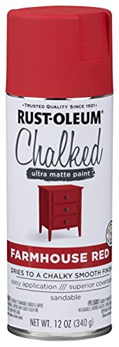 Image of Rust-Oleum Farmhouse Red Chalked All-in-One Ultra Matte Spray Paint | One Coat Coverage | No Primer, Sanding, Or Topcoat Needed | Easy Spray Application | Made in USA | 12 OZ