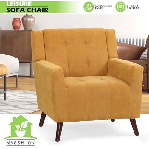 Sillón Plegable Algodón-lino Amarillo miniatura 4