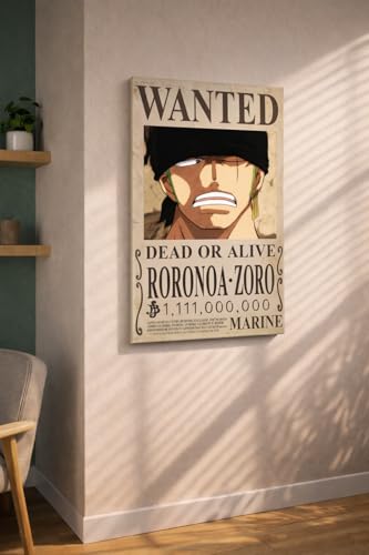 Image of Bond Verse Zoro Wanted Poster A3 size (29.7 x 42 cm) Size Wall Poster | Anime Inspired Vintage Bounty Design | 350 GSM Premium Matte Mount Board | Room Decor Poster for Bedroom, Gaming Setup & Office | Unframed