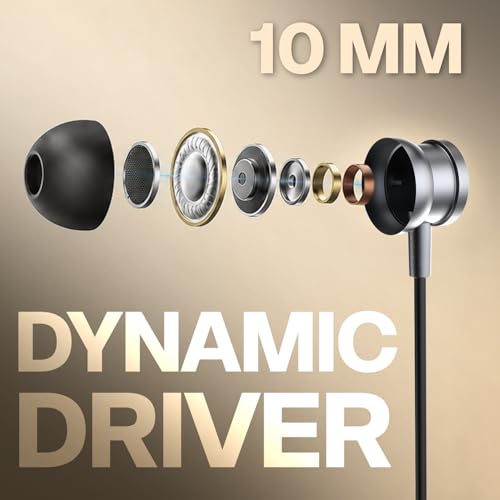 Image of Amkette Trubeats M15 Type C Earphones with Mic, 10mm Drivers, 3 Button Control, AI Assistants, Ergonomic Earbuds Compatible with Smartphones, Tabs & Laptops, Type C Headphones, 1.2m Cable Grey