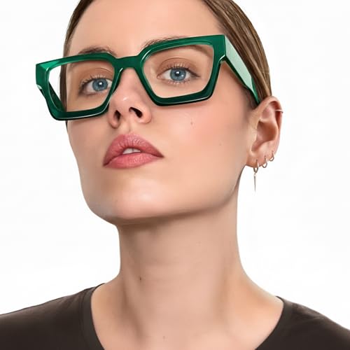 Image of livho Oversized Eyewear Frame for Woman and Men - Rectangle Fashion Glasses for Computer, Chic Preppy Frame