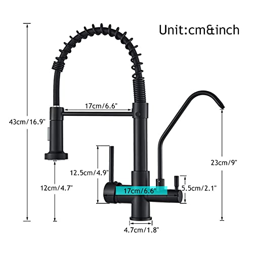 Robinet d'eau potable premium mitigeur de cuisine noir à ressort - 6