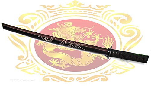 Bokken Holz Übungs Schwert mit Drache-Motive Dunkelbraun