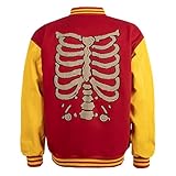 GRAY MONSTER Varsity Jackets Baseball Bomber Jacket For Halloween Streetwear Coat Red M