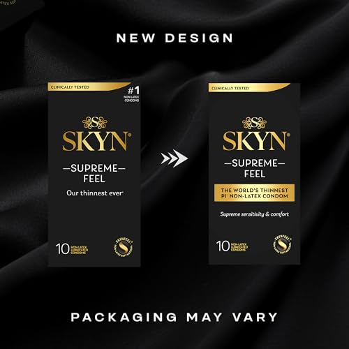 Image of SKYN Supreme Feel Non-Latex Condoms, 10 Count, Ultra-Thin & Pre-Lubricated for a Natural, Smooth Fit