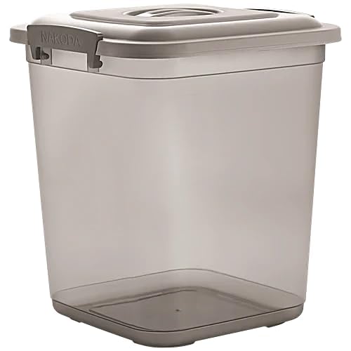 Plastic Container with Secure Lid, Transparent Grey, Stackable Storage-image-0