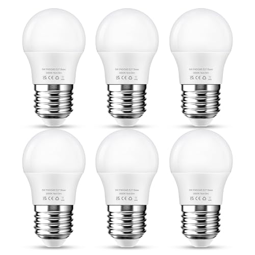 Flaspar E27 LED Warmweiss Glühbirne, 5W Golf G45/P45 E27 LED Lampe Ersetzt 40W Halogen Leuchtmittel, 430LM Birne Warmweiß 3000K, 220° Abstrahlwinkel Energiesparlampe, Nicht Dimmbar, 6 Stück