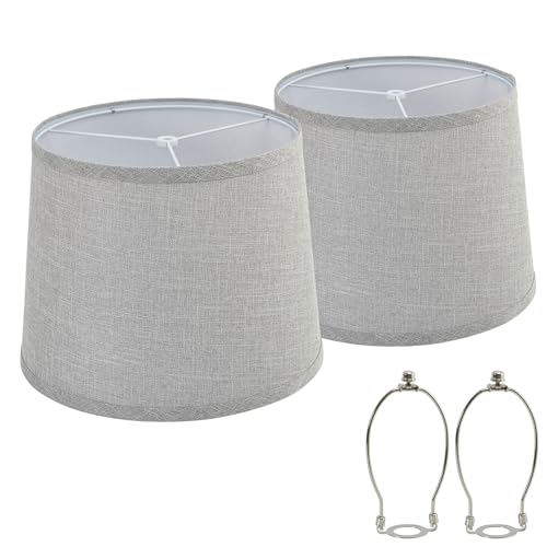 Grey Lamp Shades Set of 2, Drum Lampshades, Lampshade 10 Inches Height by Luvkczc - Used condition - US$29.99