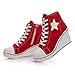 Mei MACLEOD High Heel Wedge Sneakers for Women Casual Lace Up Canvas Shoes for Ladies Platform Wedge Shoes AnkleBooties Red