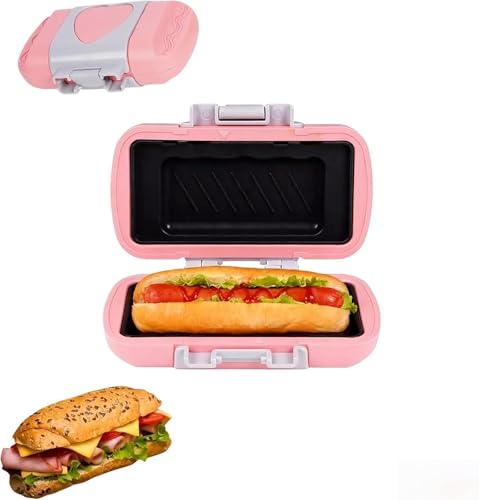 ハーフホットサンドメーカー【2025最新】サンドイッチメーカー コンパクト 7合1多機能 トースター/目玉焼き対応 電子レンジ・直火・IH対応 両面フラット焼き キャンプ・アウトドア用 フッ素加工 簡単お手入れ 時短朝食準備 (ピンク)