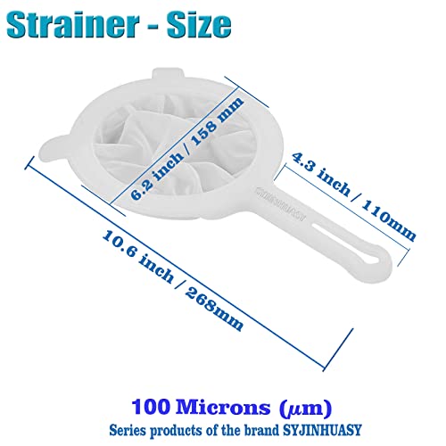 SYJINHUASY Kitchen Ultra-Fine Nylon Mesh Strainer Food Yogurt Mesh Sieve Plastic Mesh Colander with ​Handle Mini Brine Shrimp Separation Net for Filtering Juice Juice Milk Honey (100Mesh)