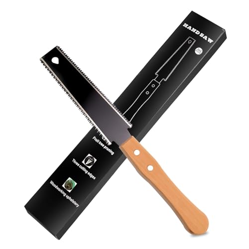 WJUAN Dübelsäge, Feinsäge Holz 65MN, Handsägen 160mm Sägeblatt, Beidseitige ZähneSchnelle Spanabfuhr, für Handwerk, Hobby DIY, Griff Buche Garten Trim saw