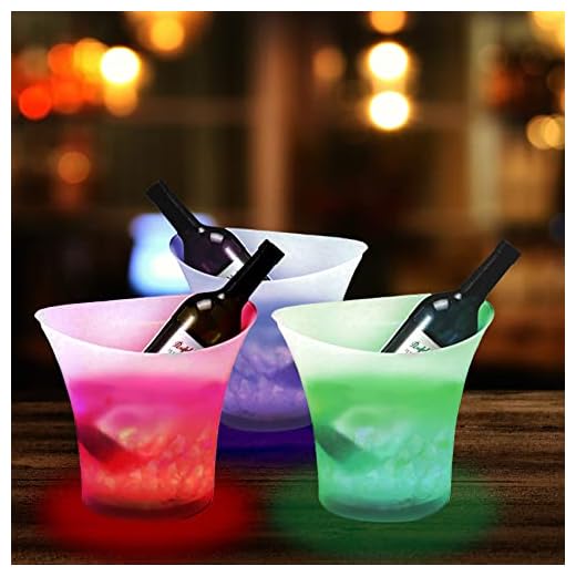 Techomey 3-Packed LED Cubo de Hielo para Fiestas, 5L Vino Cubo de Hielo con Múltiples Colores Cambiantes para al Aire Libre, Bar, Hogar, Cubo de Cerveza