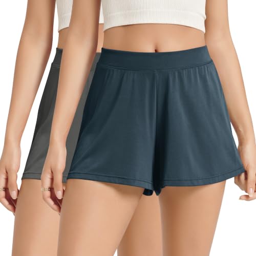 Image of ODODOS 2-Pack Ultra-Soft Modal Lounge Shorts for Women - Lightweight & Breathable Sleepwear, 3 inch Inseam