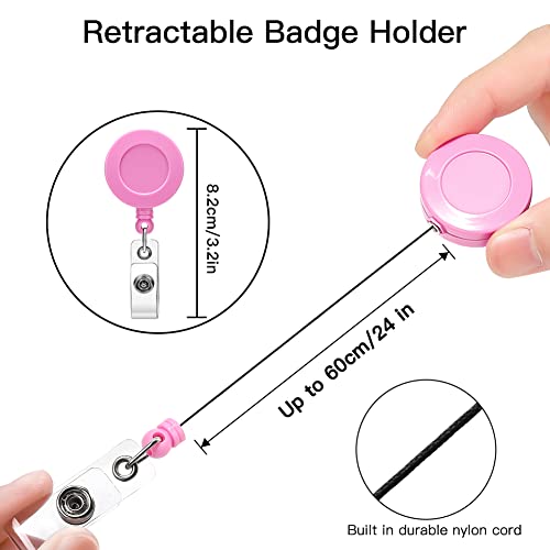 Soleebee 1 Pack Nurse Badge Reel, 24'' Retractable Badge Holder With 360° Swivel Alligator Clip Solid Color Id Badge Holder For Nurse Doctor Teachers Students Badge Reel (Hot Pink) #TOP1