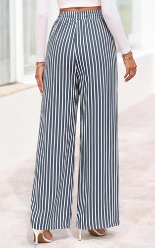 Image of PRETTYGARDEN Womens Pants Elastic Waist Floral Lightweight Palazzo Pants for Women Casual Lounge Wide Leg Pants Woman