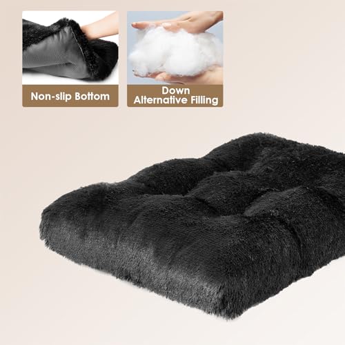 EHEYCIGA Fluffy Dog Crate Bed, Plush Extra Large Plus Dog Pillow, Black by EHEYCIGA - Used condition - Image 3