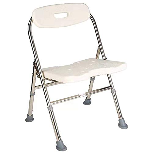 Elderly Assis One-Piece Shower Chair Premium Series Shower Chair with Back Adjustable Bath Chair for Seniors Disabled Injured Pregnant Woman White Supports Up to 330 Lbs