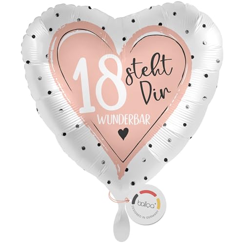balloa Globo de helio XXL para 18 cumpleaños, diseño de corazón grande en rosa, ideal como regalo para mujeres, decoración de fiestas de cumpleaños, 53 cm
