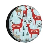 Jolie housse de pneu de renne de Noël, protection contre les intempéries pour remorque, SUV, camion et plus encore, 35,6 cm, 38,1 cm, 40,6 cm, 43,2 cm