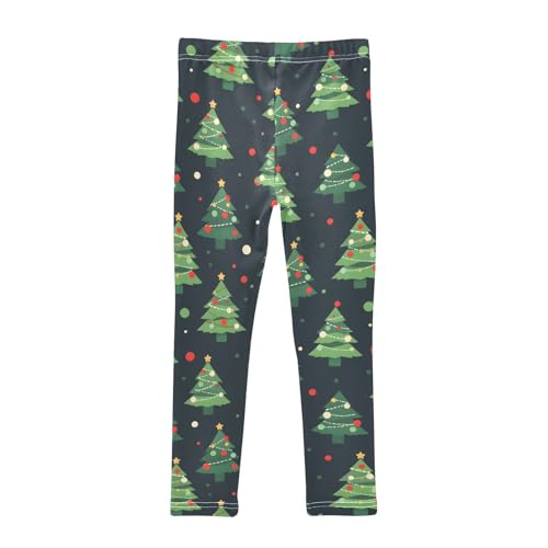 Green Christmas Tree Polka Dots Girls Leggings Ultra Soft Compression Yoga Gym Pants for Kids 4-10T2