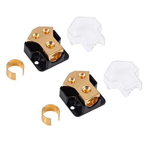 Distributore Di Terra 1 In 2 Uscite Per Auto – Blocco Alimentazione Audio Con Fusibile, 0GA/2GA, Alloggiamento ABS