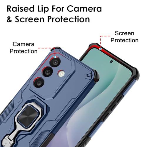 Image of TheGiftKart Tough Armor Bumper Back Case Cover for Samsung Galaxy M56 5G / F56 5G | Ring Holder & Kickstand in-Built | 360 Degree Protection Back Case Cover for Samsung M56 / F56 5G (PC & TPU, Blue)